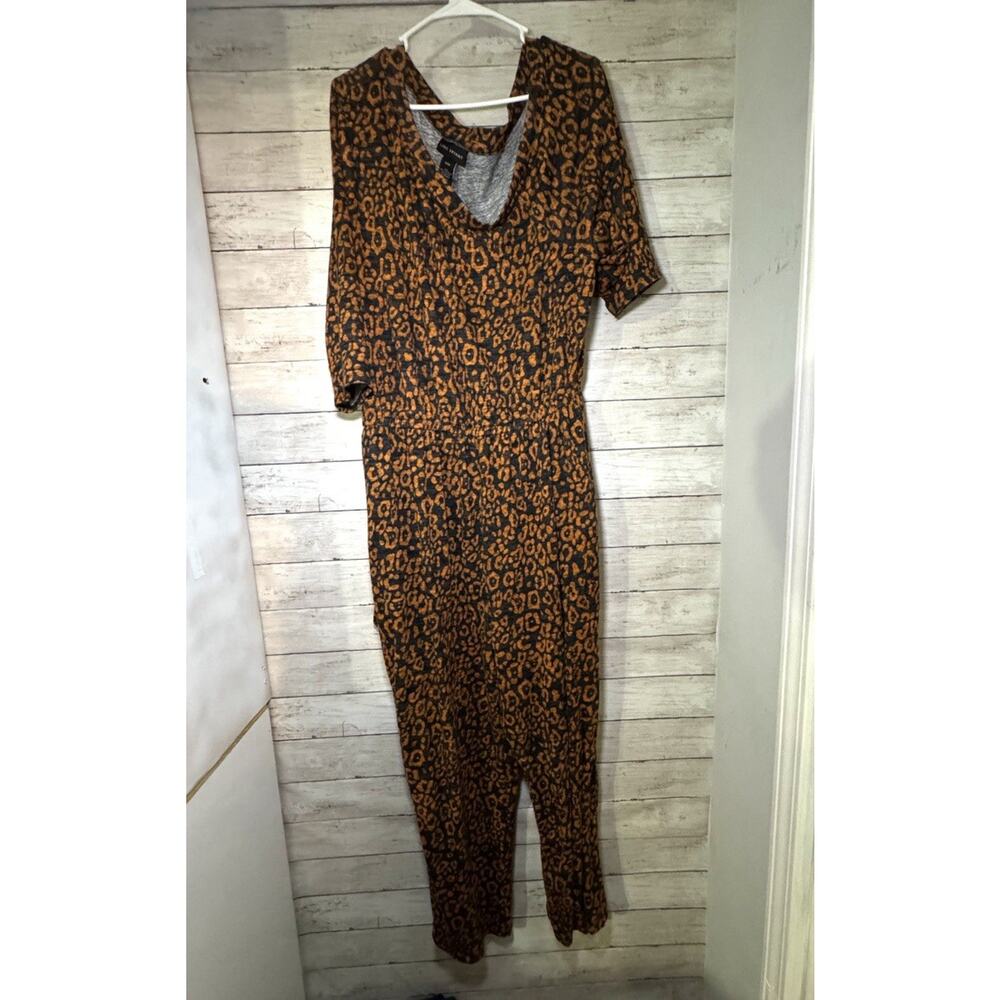 Lane Bryant Leopard Print Short Sleeve Jumpsuit Plus Size 26/28 Womens